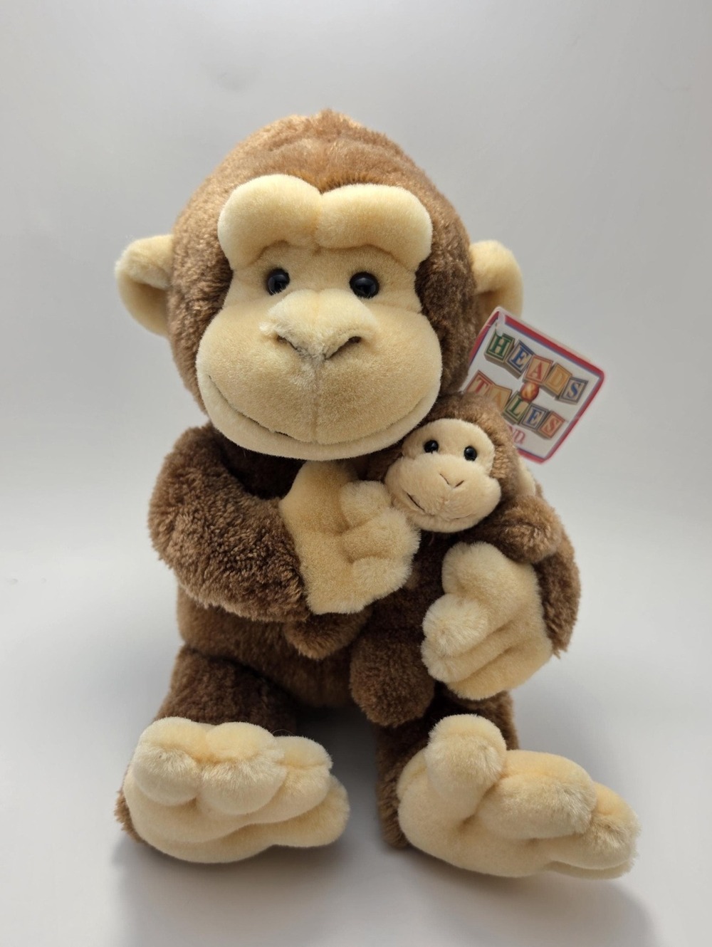 Gund Heads and Tales Monkey and Baby Plush, Vintage Rare! (12 inch)
